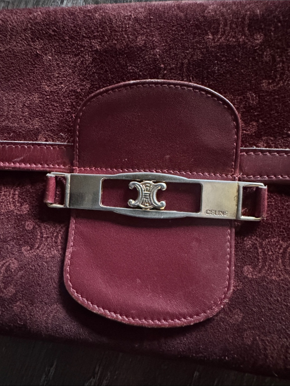 Celine Burgundy Leather-Trim Clutch Wallet - Picture 2 of 7